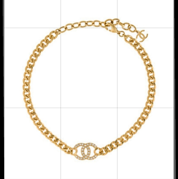 🆕️ Chanel CC Logo  Gold &Strass Necklese - Picture 4 of 15